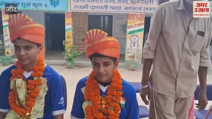 Football players who returned from Sweden after playing Gothia Cup were welcomed in Jind