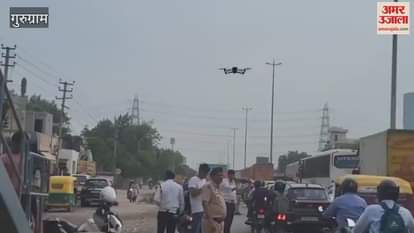 Police took the help of drones to manage traffic due to increased number of devotees of Bholenath on Shivratri in Gurugram