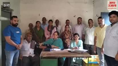 Una Health camp organized in Khairiya village of Dehar 56 people were examined free of cost and medicines were distributed