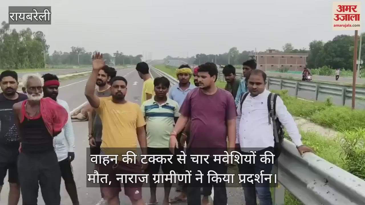 रायबरेली में वाहन की टक्कर से चार मवेशियों की मौत, नाराज ग्रामीणों ने किया प्रदर्शन