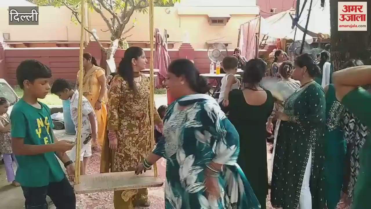 Women swung on occasion of Teej at Birla Mandir