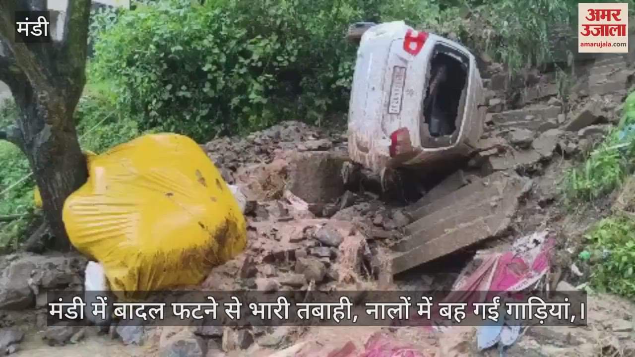 Cloudburst causes massive destruction in Mandi, vehicles swept away in drains, watch video