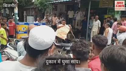 There was a commotion when a snake entered the shop, it was caught and left in the jungle