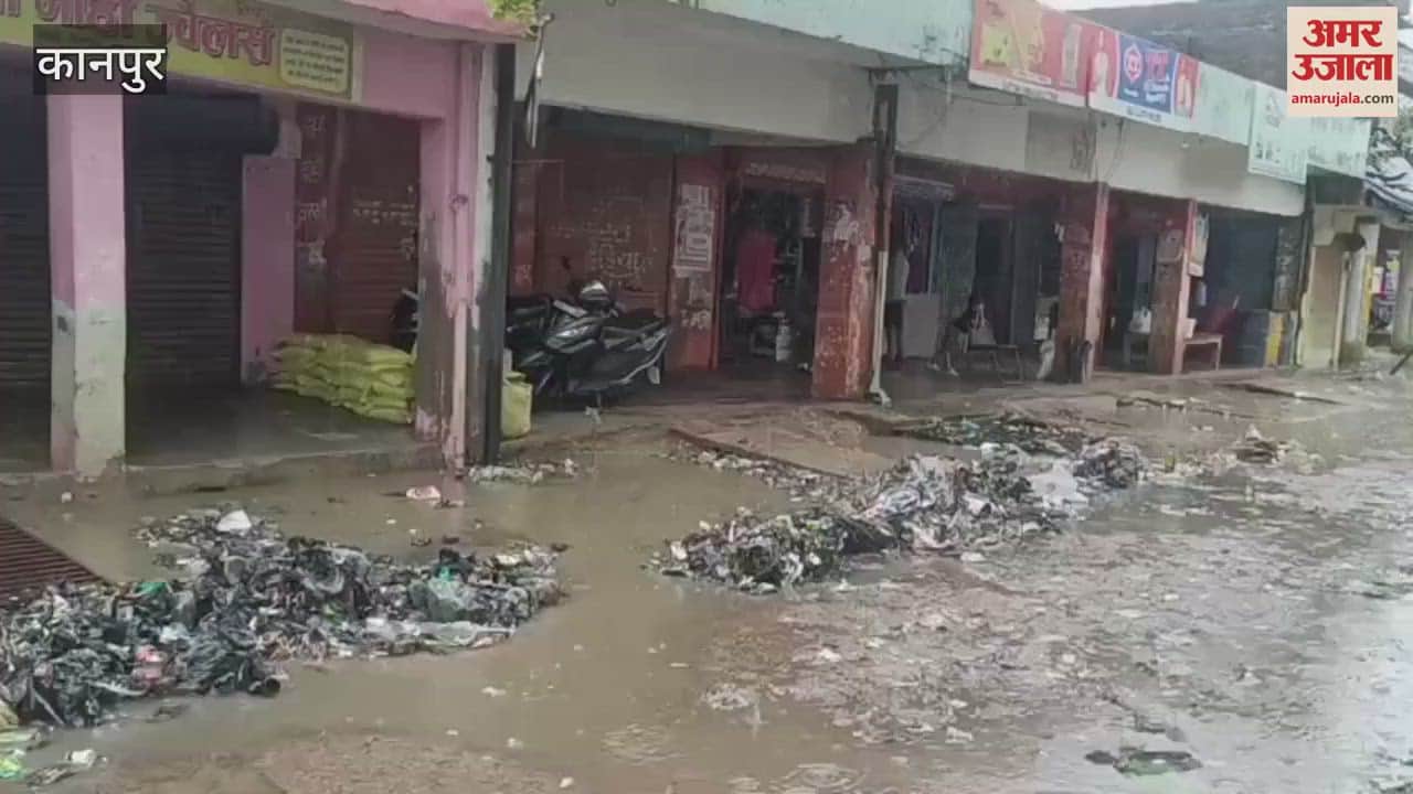 Due to lack of drain cleaning, rainwater filled inside shops in Pali Bazaar