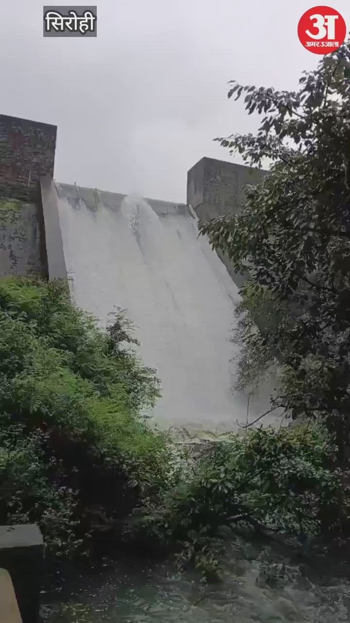 Lower Kodra Dam overflows due to 75 mm rain in Mount Abu, 3 shops damaged due to falling of tree in market
