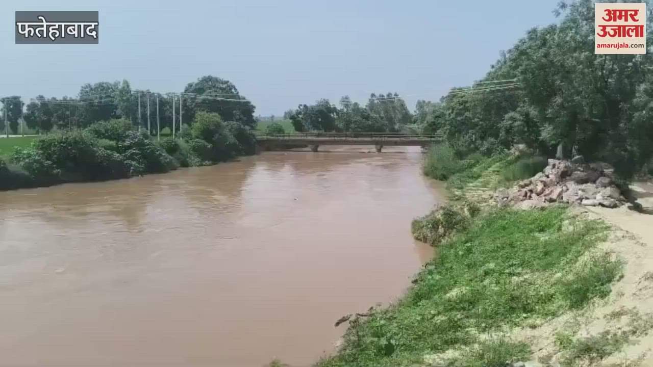 Water level in Ghaggar river is continuously rising in Jakhal of Fatehabad