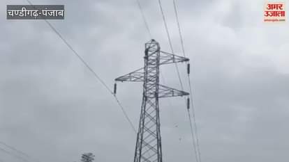 young man climbed a 70 feet high electric pole in Moga