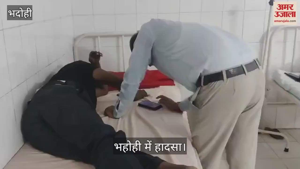 Ambulance collided with standing container two died and six injured in bhadohi