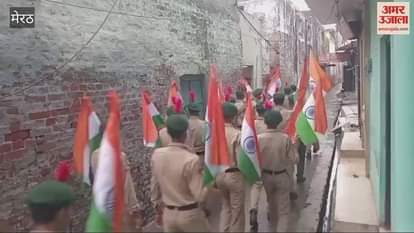 Meerut: NCC cadets of CLM Inter College took out a Tiranga Yatra in Jani Khurd on Thursday