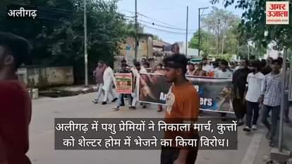 अलीगढ़ में पशु प्रेमियों ने निकाला मार्च, कुत्तों को शेल्टर होम में भेजने का किया विरोध