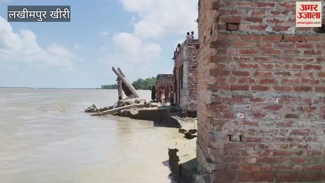 nine houses and an ancient Shiva temple submerged in the sharda river