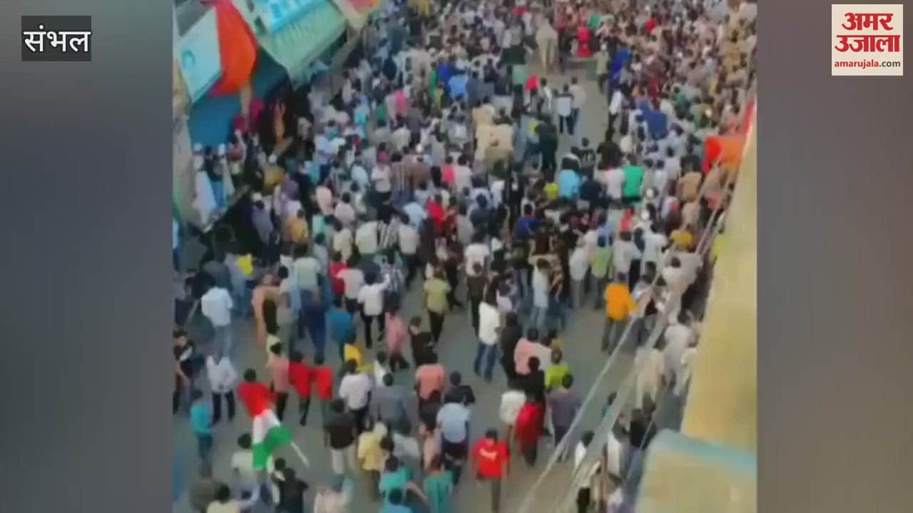 bull suddenly entered the Chehalum procession in Sambhal, picking up and throwing down several people