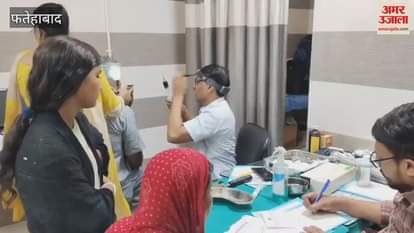 OPD of two specialists in one room in Fatehabad hospital, beautification work going on; patients facing problems