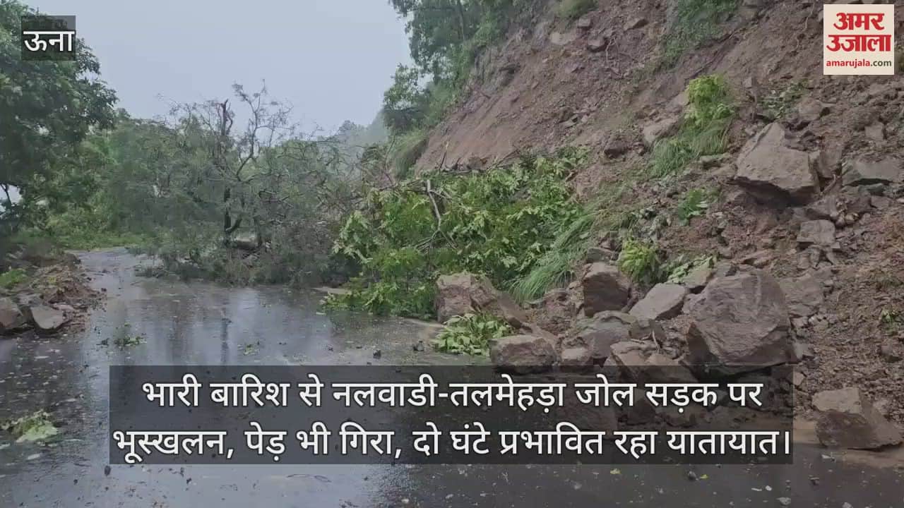 Landslide on Nalwadi-Talmehra Jol road due to heavy rain, tree also fell, traffic affected for two hours