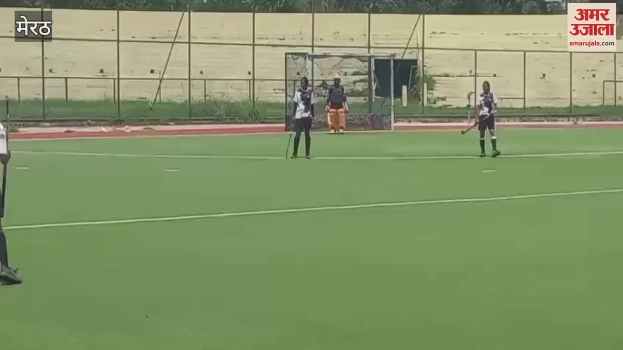 Meerut: Players gave trials for hockey competition at Kailash Prakash Stadium