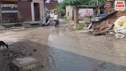 Waterlogging and filth on the way to Panki Katra Composite School