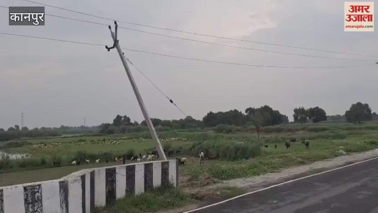 Water level in Pandu river increased, electricity pole bent due to sinking of the bank
