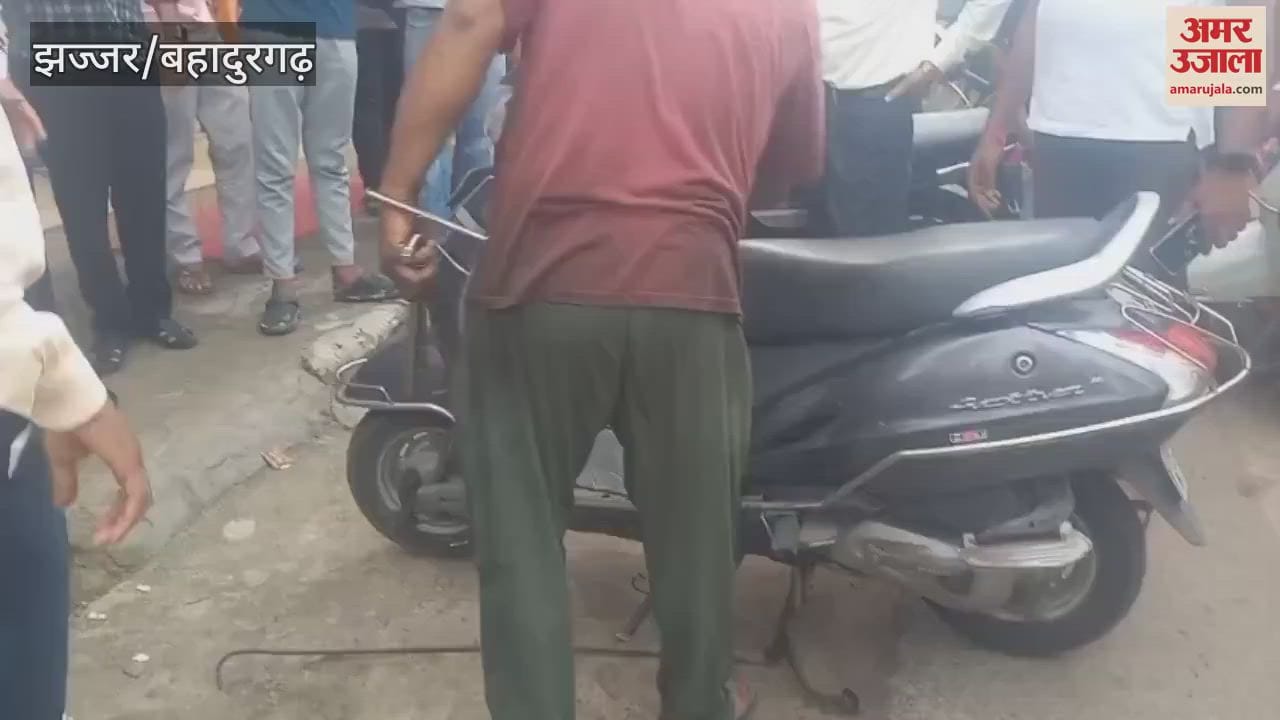 snake entered a scooty in Jhajjar, after an hour of struggle it came out and people killed it