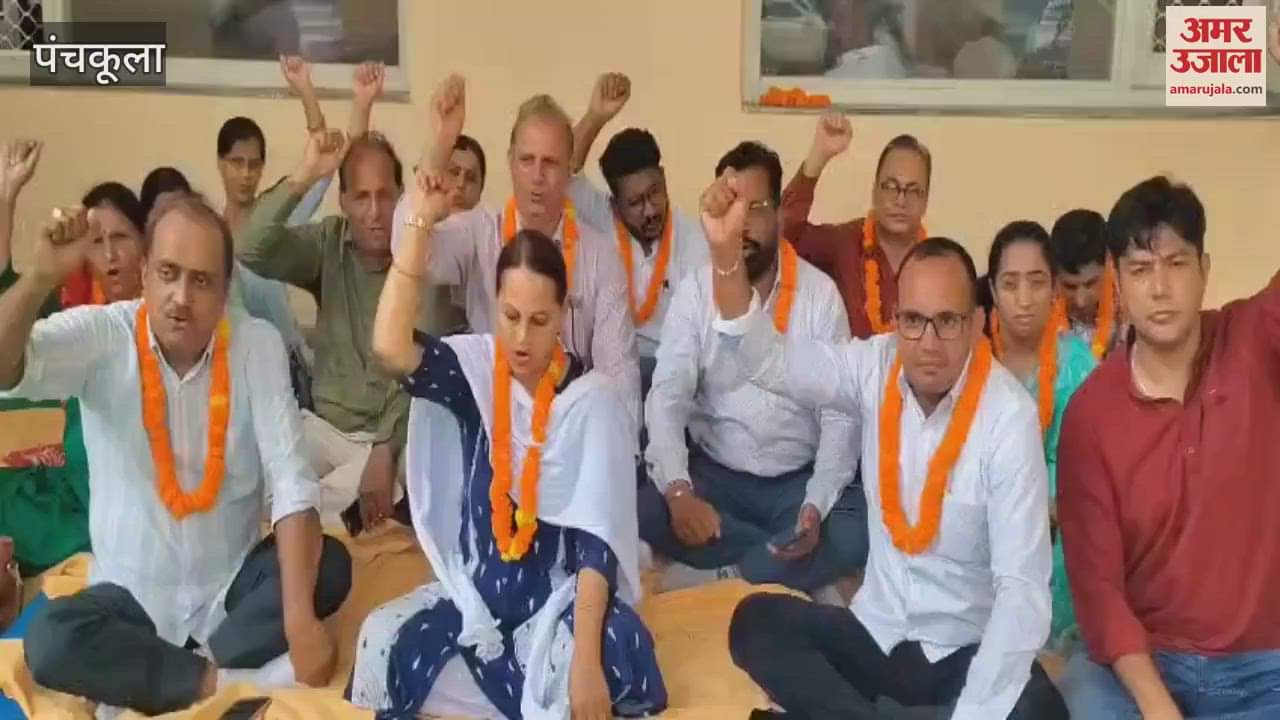 Doctors sit on a one day hunger strike in Panchkula Sector 6 hospital