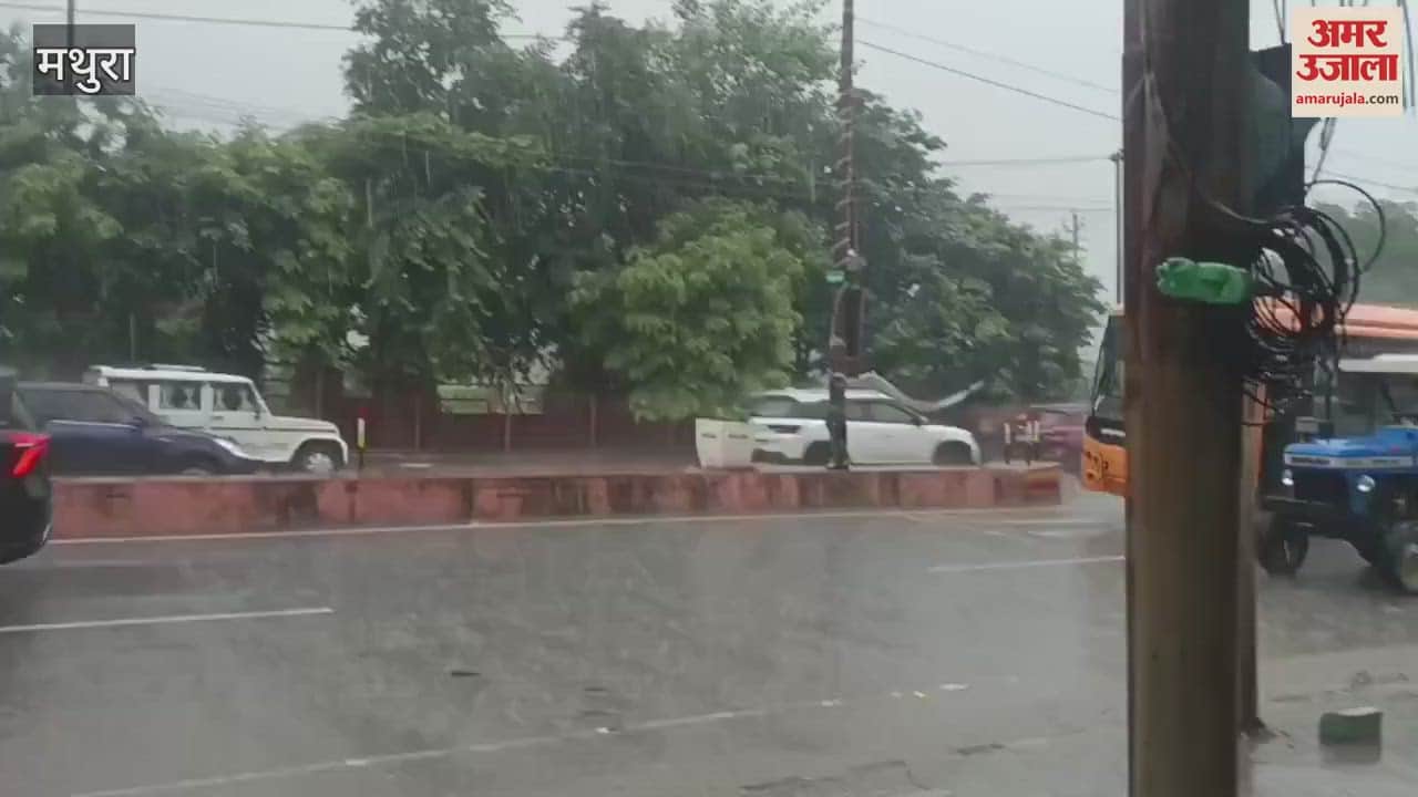 Waterlogging on roads due to rain in Vrindavan