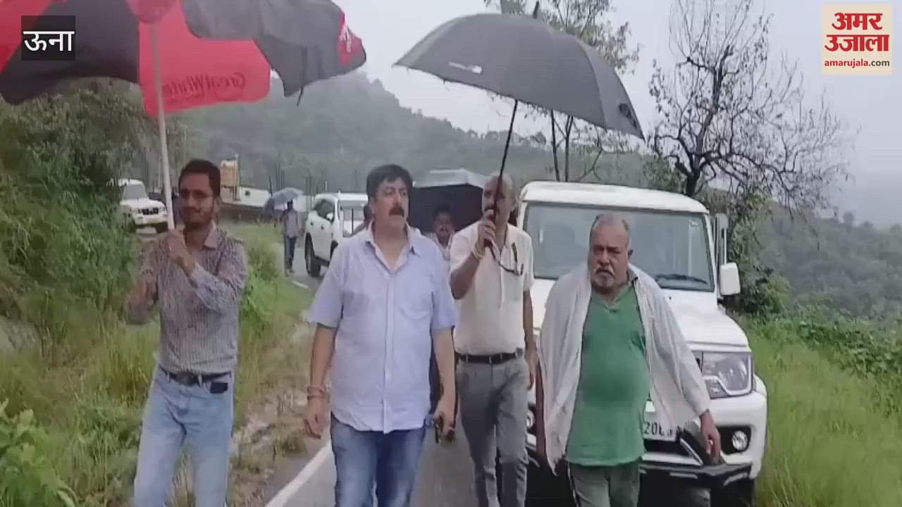 Una MLA Vivek Sharma arrived to take stock of the damage in Kud