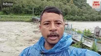 Gaula river in spate after heavy rains