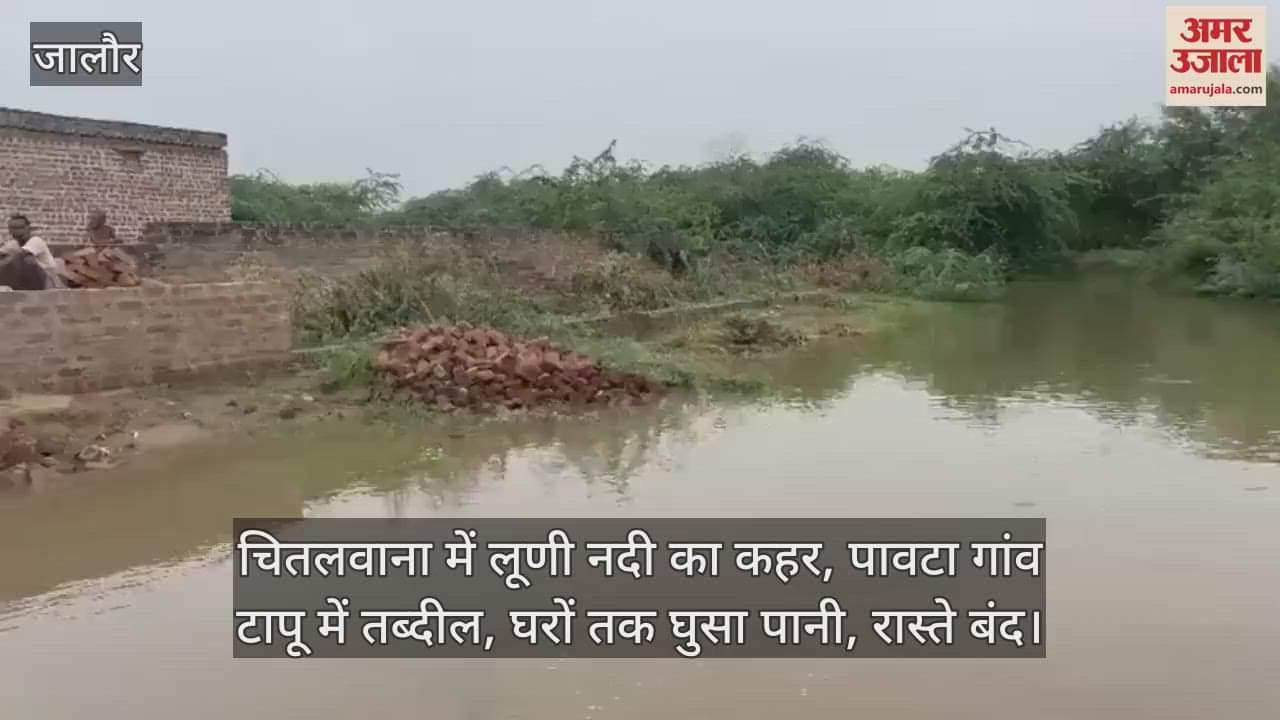 Jalore Weather: Luni river wreaks havoc, Pawta village turned into an island; Water entered homes and schools