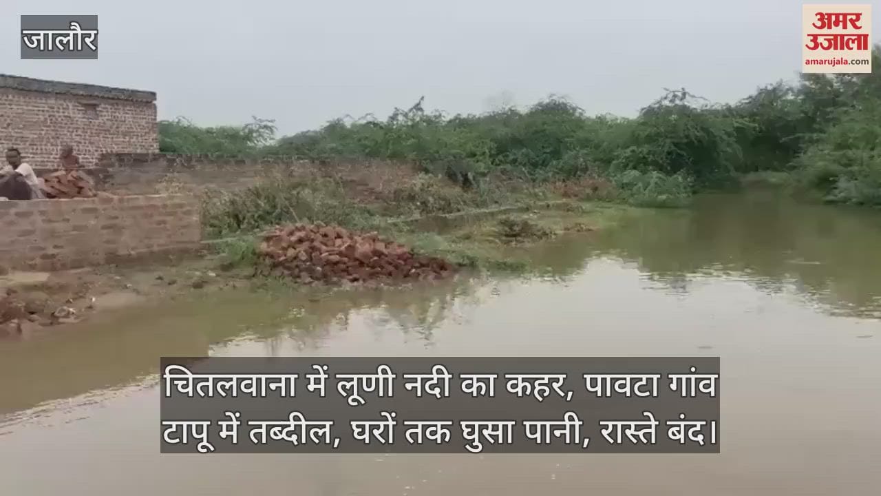 Jalore Weather: Luni river wreaks havoc, Pawta village turned into an island; Water entered homes and schools