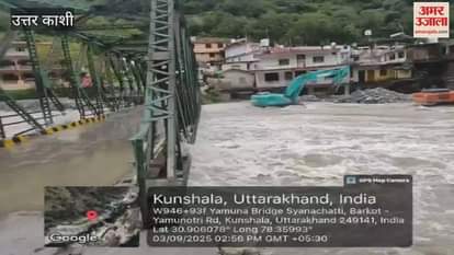 Yamunotri Highway Operators are risking their lives while doing channelization work with machines in Yamuna river at Syanachatti