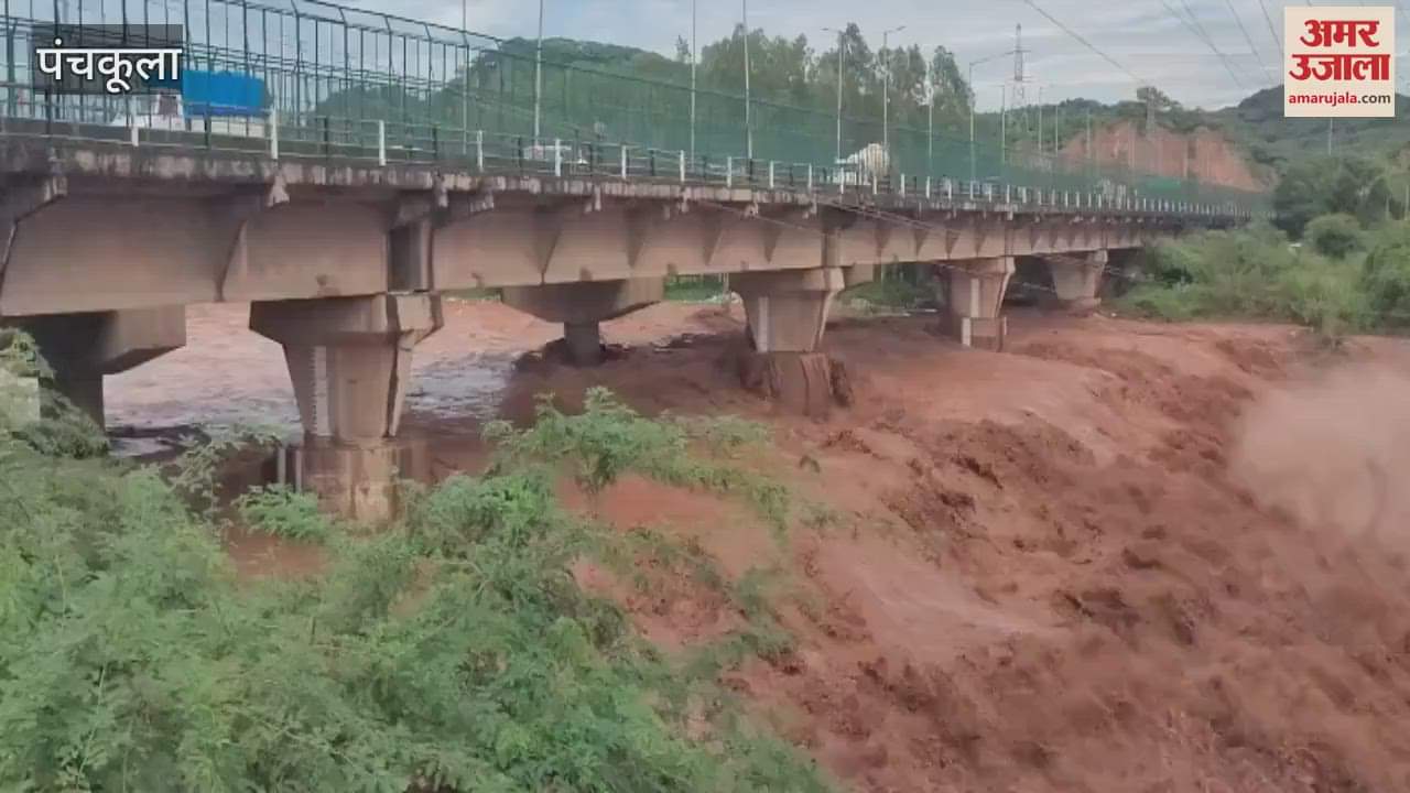 Strong water flow again in Panchkula Ghaggar river