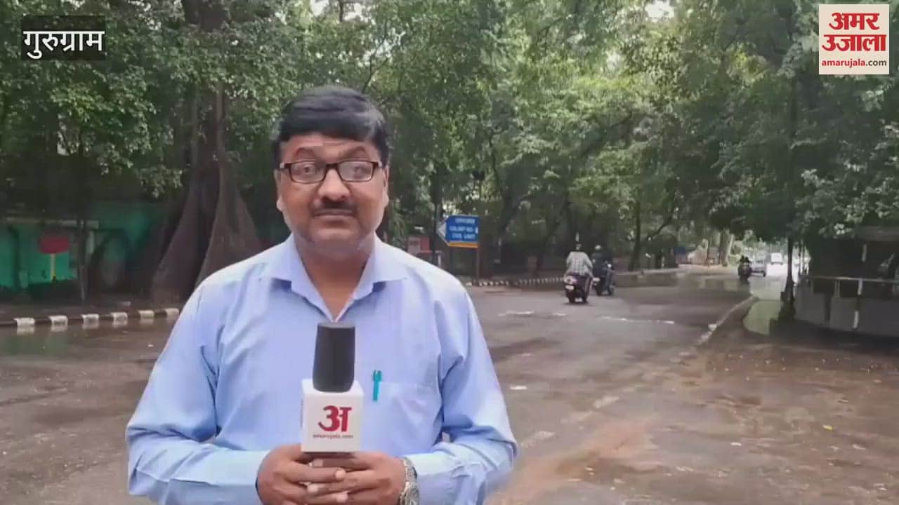Waterlogging on roads after rain in Gurugram last night