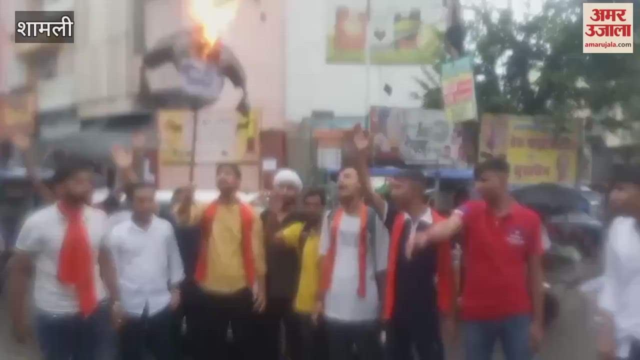 Shamli: ABVP workers burnt the effigy of Lucknow Police