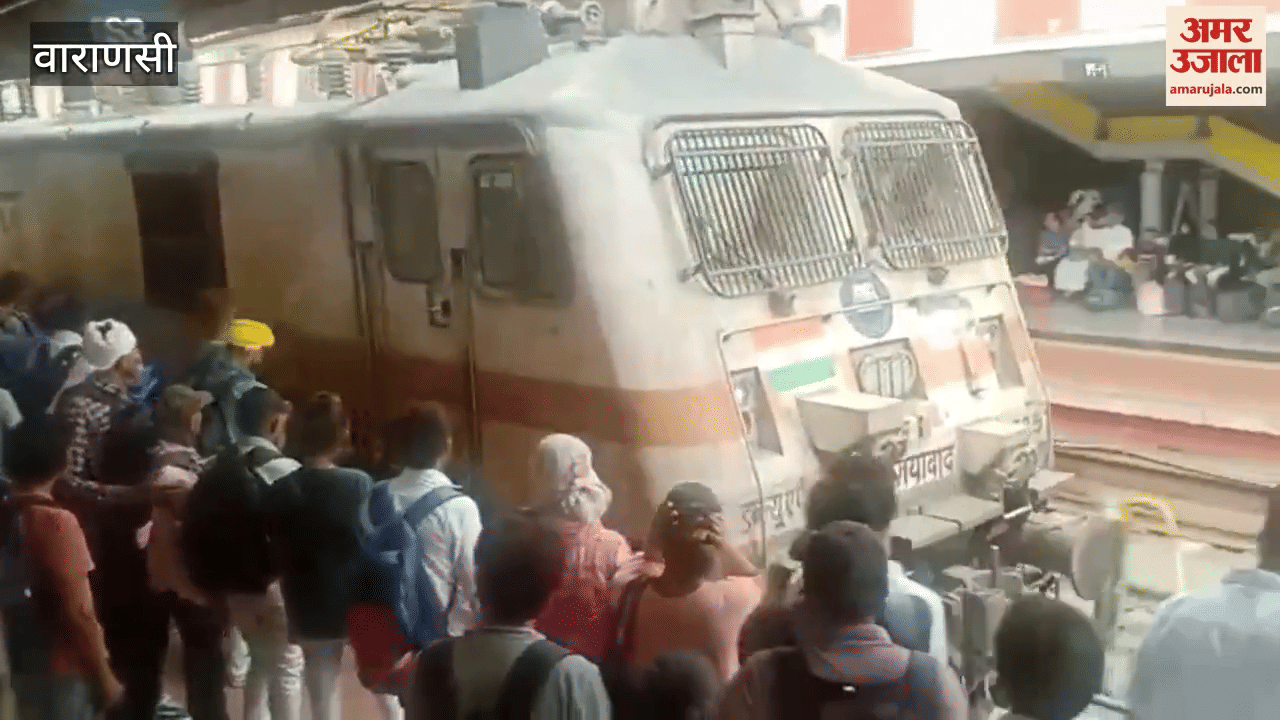 Crowd of candidates who came to take PET exam at railway station