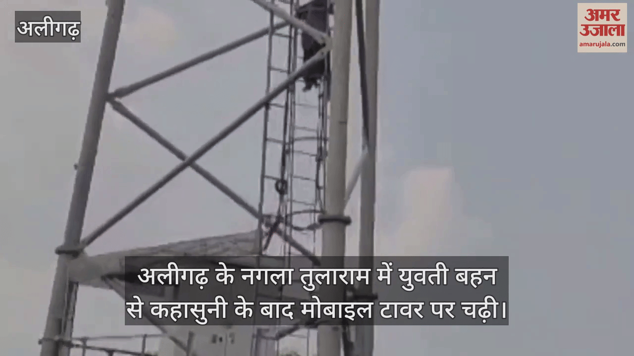 अलीगढ़ के नगला तुलाराम में युवती बहन से कहासुनी के बाद मोबाइल टावर पर चढ़ी