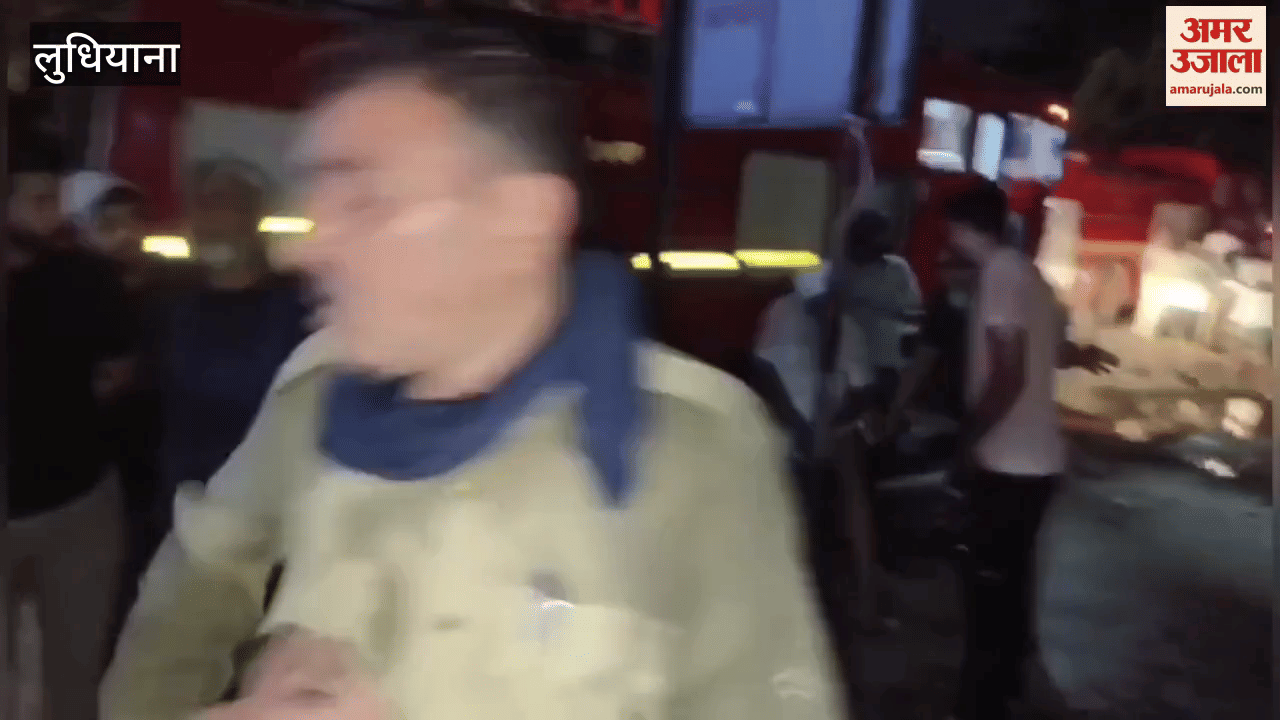 Fire breaks out at a shop in the car accessories market in Ludhiana