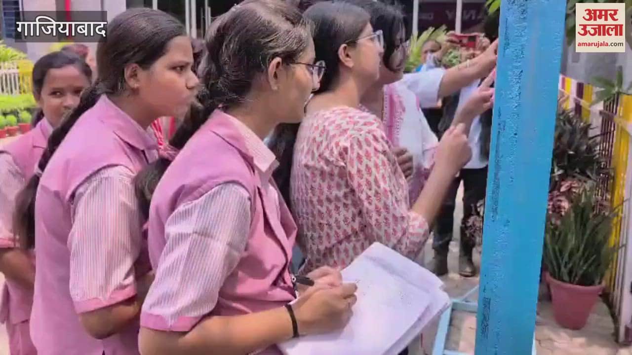 Girls checking ICSE results at Holy Child School in Ghaziabad