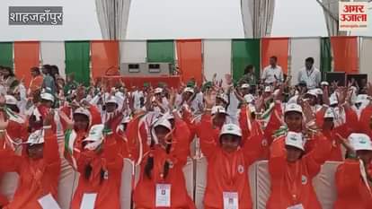School children excited about landing of fighter planes on Ganga Expressway