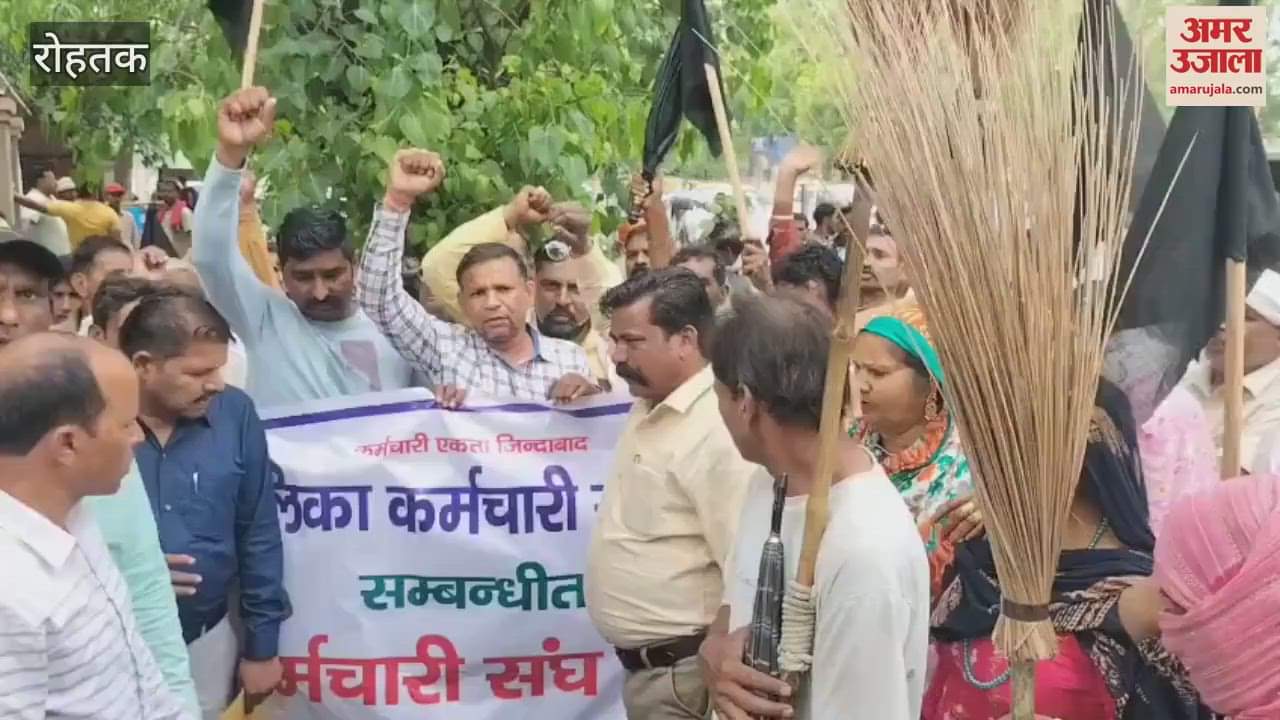 In Rohtak, municipal corporation employees protested with black flags over their demands, handed over a memorandum of demands to DDPO Rajpal Chahal