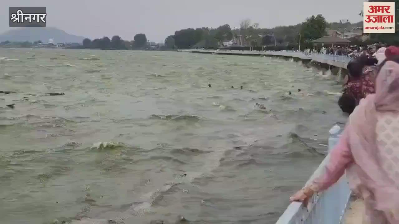 Boat capsized due to strong winds in Dal Lake Srinagar