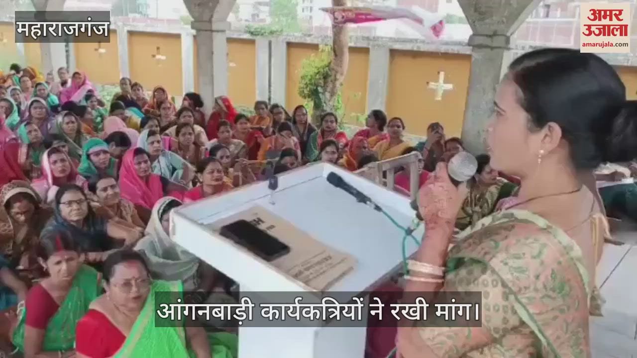 Anganwadi workers staged a sit-in