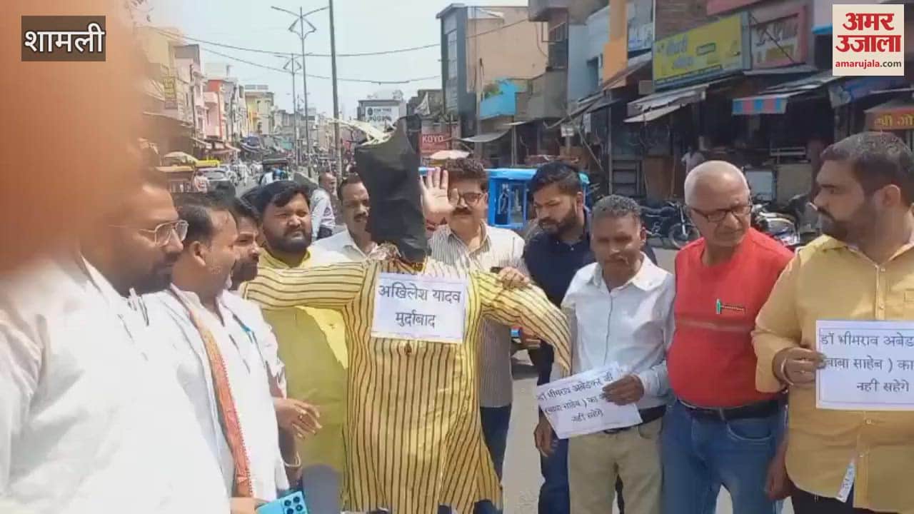 In Shamli, BJP workers burnt the effigy of former Chief Minister Akhilesh Yadav