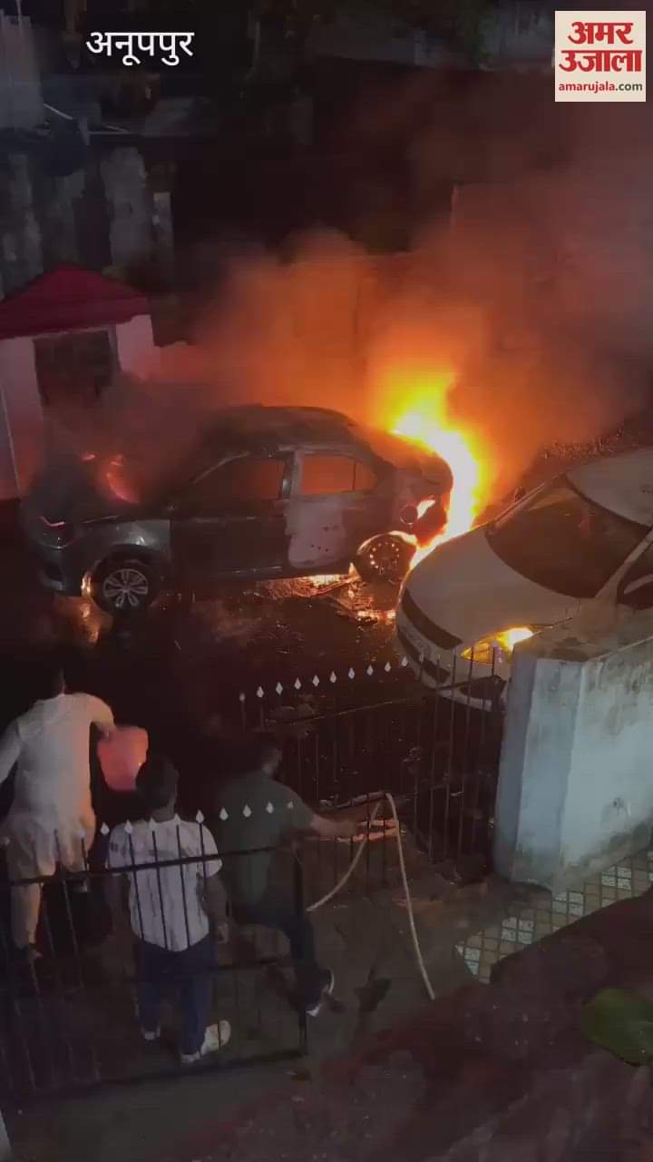 Anuppur Car Caught Fire When moving car suddenly caught fire five people narrowly escaped watch video