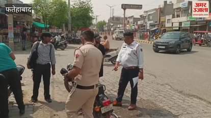 Fatehabad traffic police took strict action against those who burst crackers on bullets