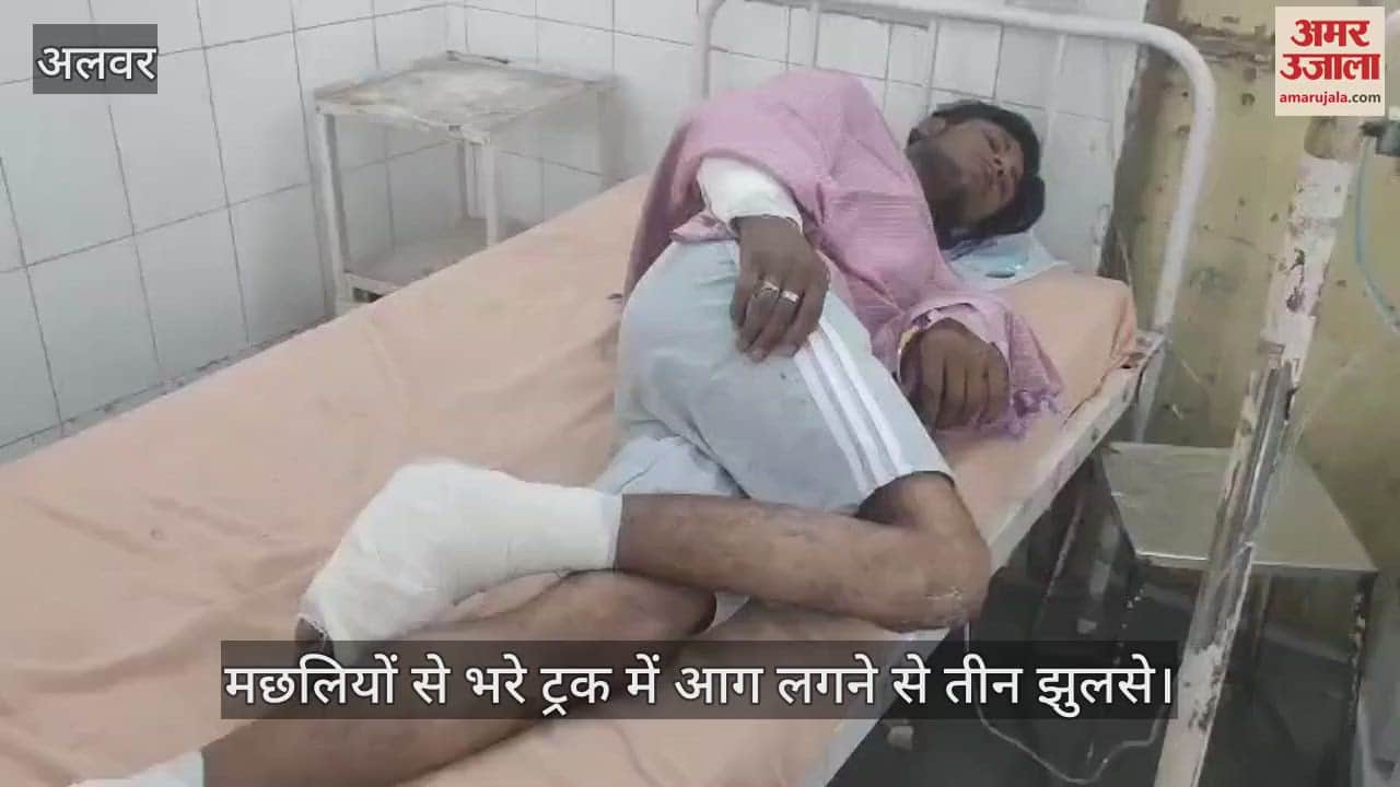 Alwar News: A truck loaded with fish caught fire on the Delhi-Mumbai Expressway, three people seriously burnt