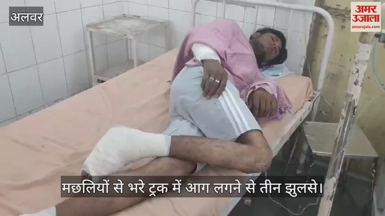 Alwar News: A truck loaded with fish caught fire on the Delhi-Mumbai Expressway, three people seriously burnt