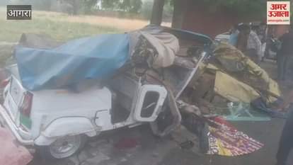 Rain with strong winds in Agra auto buried under wall, one injured