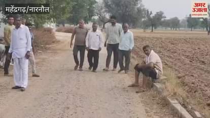 Villagers protested against non-construction of road from Bihali to Rajasthan border in Narnaul