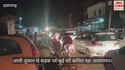 tin shed was blown away by the storm and rain. Traffic was disrupted for several hours due to a tree falling on the road.