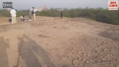 Human skeleton found during excavation at Agroha mound in Hisar