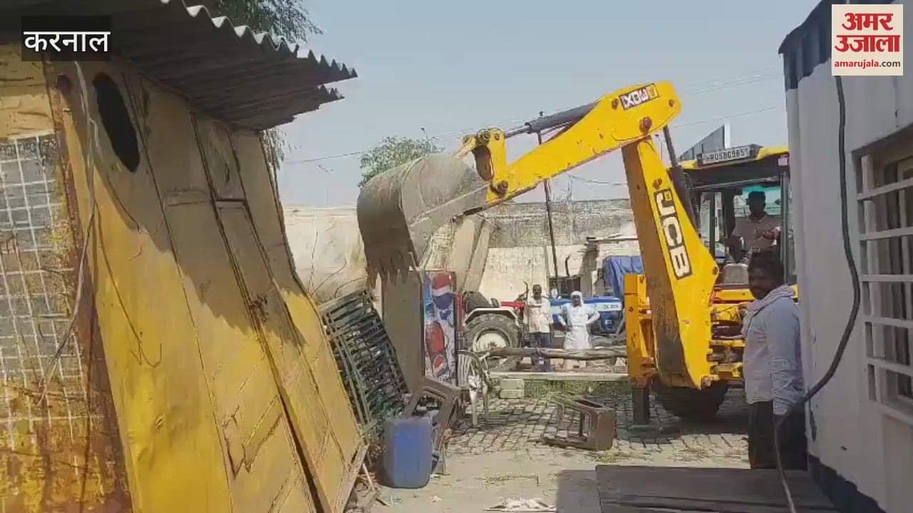 Yellow paw was used on illegal Dhabas built on HUDA land at Meerut Chowk in Karnal
